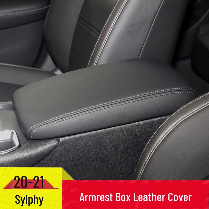 14th Gen 20-21 Sylphy Center Console Box Cover - Genuine Superfiber Leather Armrest Protector