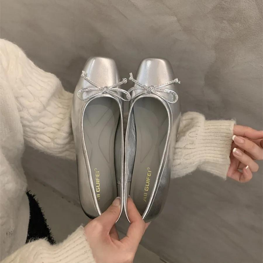 Fashion 2025 Women's Flat Shoe Spring Bow-knot Single Shoes Soft and Comfortable Ballet Shoes Zapatos Mujer Mary Jane Shoes for Women
