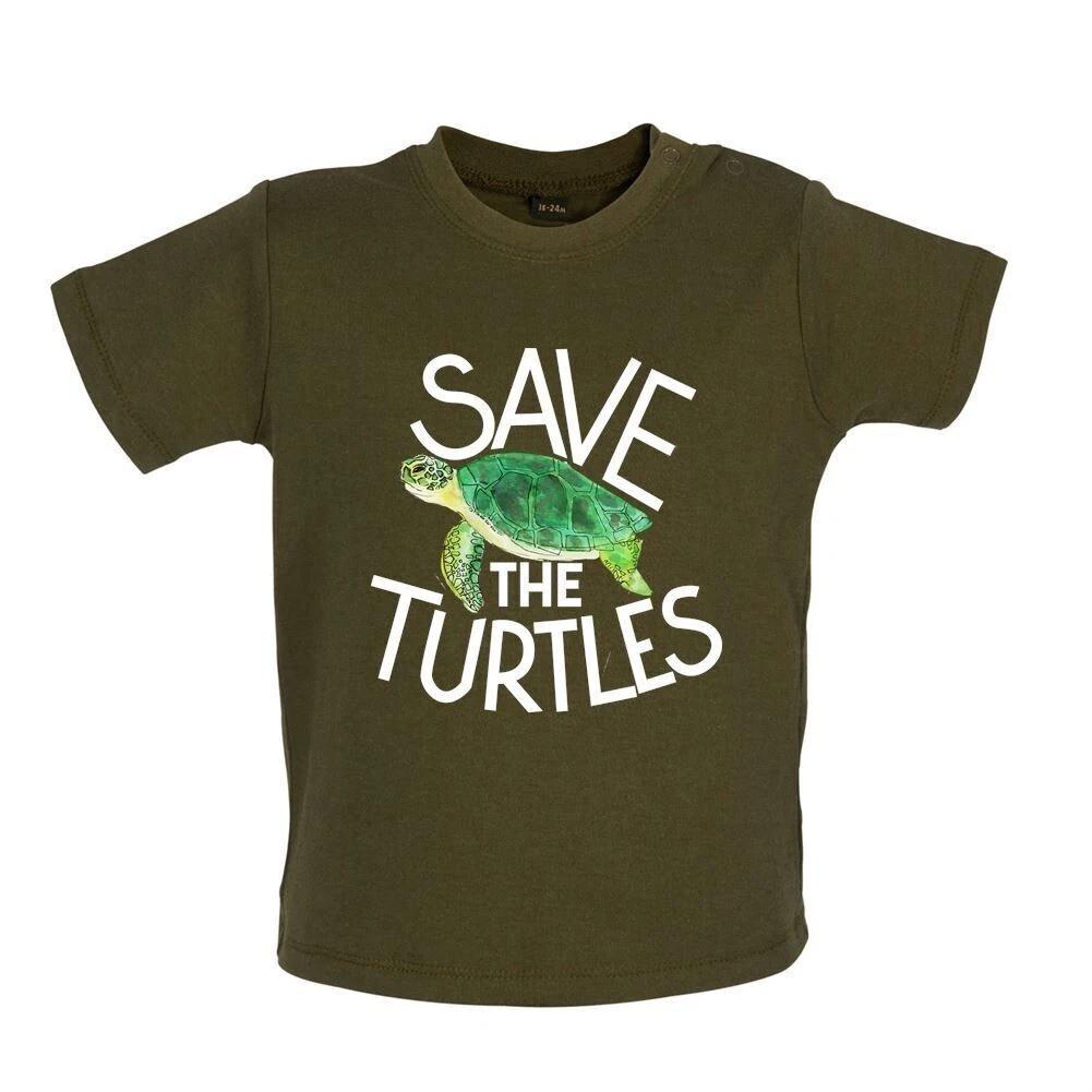 Save The Turtles - Baby Kids Boys Girls Unisex T-Shirt / Bodysuit - Eco Earth Planet Sea Ocean Animal 100
