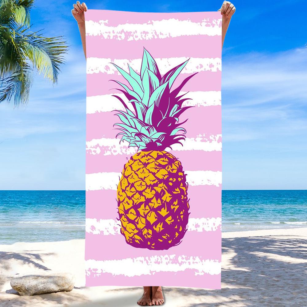 Tropical Fruit Beach Towel - Colorful Pineapple & Citrus Slices Print, Quick Dry Microfiber for Summer Vacation 50x100cm