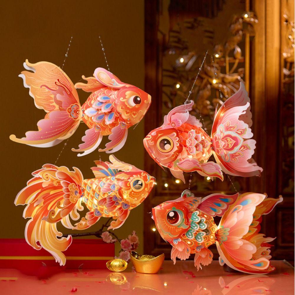 Glowing Goldfish Lantern Handmade Chinese Glowing Handheld Lantern  Hanfu Accessories