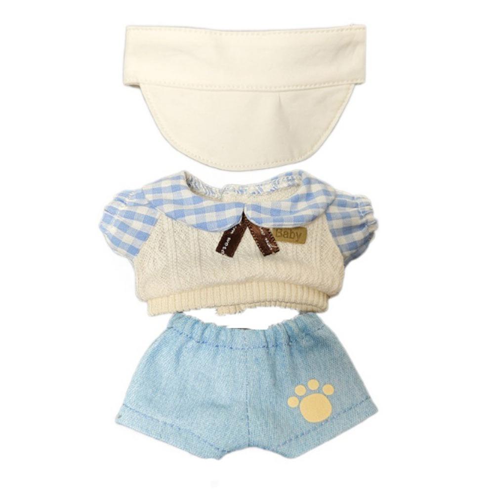 T-shirt Doll Clothes Outfit Bear Hat Doll Dress Up Set 10cm Cotton Doll Clothes  10cm Cotton Doll