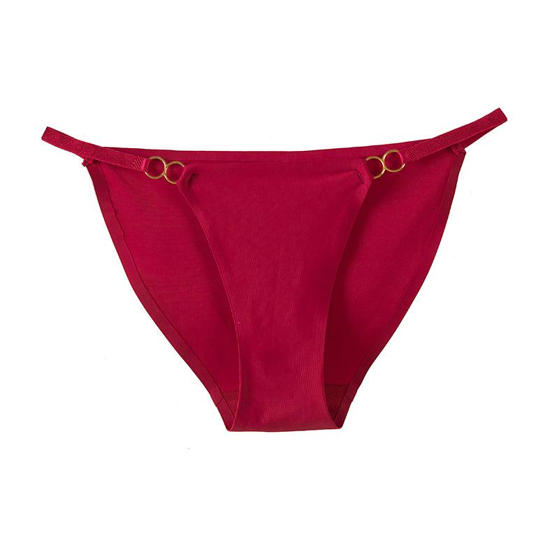 

Тонкие стринги с железным кольцом, бесшовные трусики из ледяного шелка с клеем, однотонные женские трусики-треугольники с низкой посадкой L