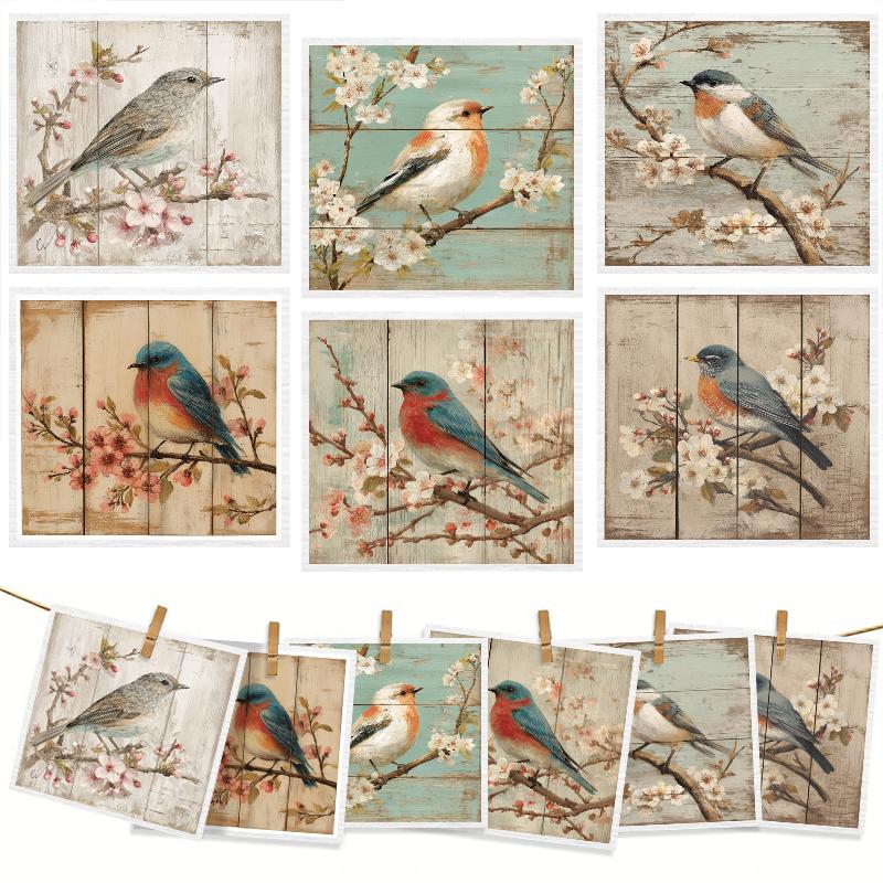 Cleaning Cloth Reusable Kitchen Dish Towels Eco-friendly Microfiber Bird Flowers Print Dishcloths Lint Free Washable Duster Rags Tea Towels 9*7inch