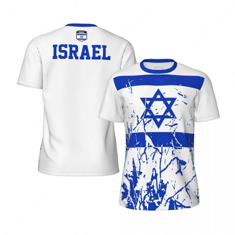 Israel Flag Pattern Men's Football T-shirt Summer Trend 3D National Emblem Printed Top Fashionable Casual Short Sleeved Clothing