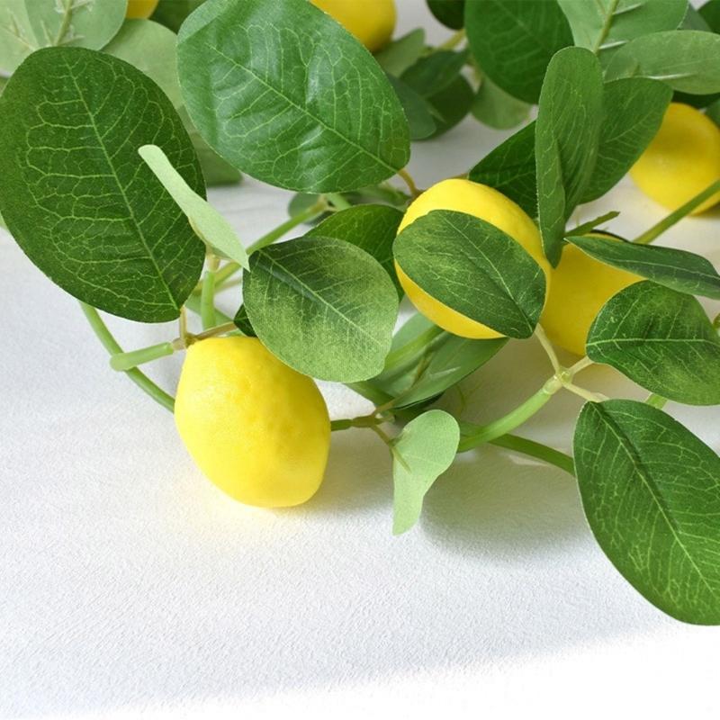 Pack of 2 Bright Artificial Lemon Branches Artificial Lemon Branches Yellow Stem For Garden And Kitchen Decoration