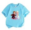 Kids Boys Girls Crew Neck Short Sleeve 100% Cotton T-Shirt, Cute Cartoon Sisters Print Casual Soft Breathable Summer Tee Tops for Children Daily Wear