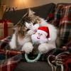 Mesh Tube Teething Toys Christmas Catnip Toy for Indoor Cats, Stuffed Cat Chew with Relief Kittens Tube, Interactive Flexible Bell Holiday Gift Teeth