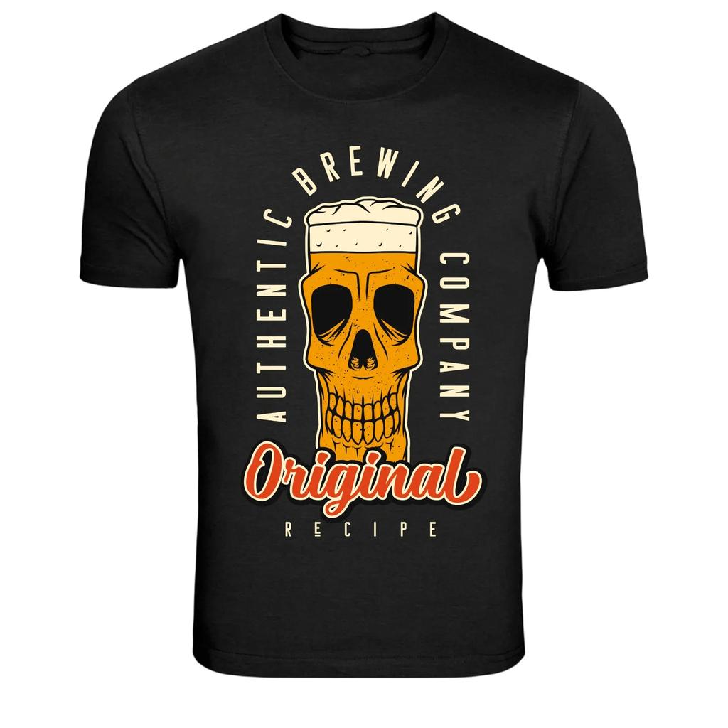 Authentic Brewing Company Skull Beer Graphic T-Shirt