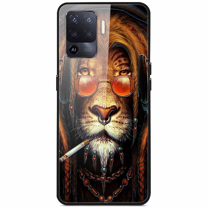 Tempered Glass Case For Oppo Reno5 Lite Hard Back Cover for Oppo Reno 5 Lite Luxury Painted Reno5Lite Funda 6.43'' Shockproof