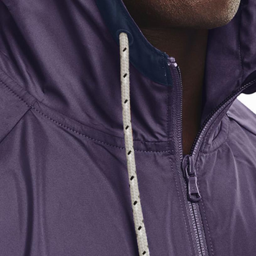 Under Armour Woven Series Evolution Logo Printed Color Block Hooded Short Sleeve Jacket Men Jacket Purple 1367769-500