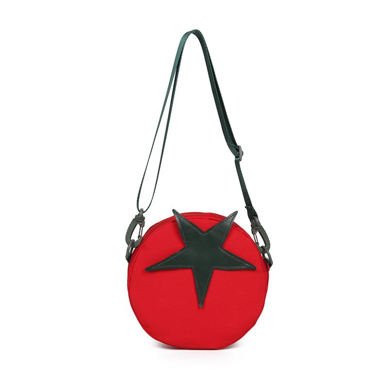 

Mori ins женская сумка корейская версия сумка в виде помидора японская милая маленькая девочка контрастный цвет на одно плечо кроссбоди маленькая круглая сумка тренд красный