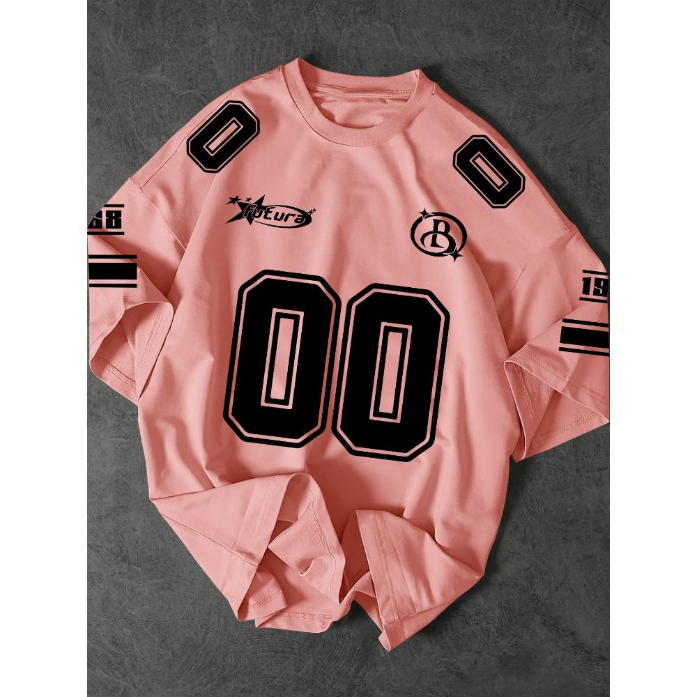 Men'S Summer Streetwear Graphic T-Shirt - Bold '00' Numerals Print Loose Fit Short Sleeve Tee