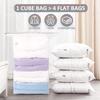 Vacuum Sealed Storage Bags for Bedding, Extra Large Cube Design Space Saving Compression Bags for Comforters Blankets Clothes, Waterproof Dustproof Re
