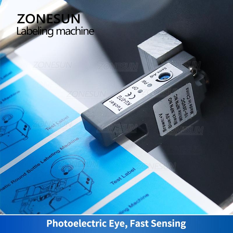 ZONESUN ZS-TB16P Round Bottle Labeling Machine With Smart Electric Pedal Glass Plastic Bottle Jar Vial Sticker Packing Labeler