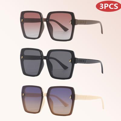 3pcs Square Sunglasses Women Men Retro Gradient Shades UV400 Outdoor Cycling Punk Fashion Sun Glasses