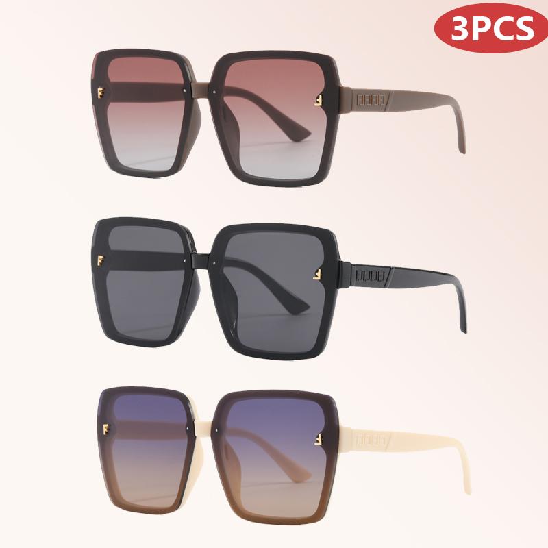 3pcs Square Sunglasses Women Men Retro Gradient Shades UV400 Outdoor Cycling Punk Fashion Sun Glasses