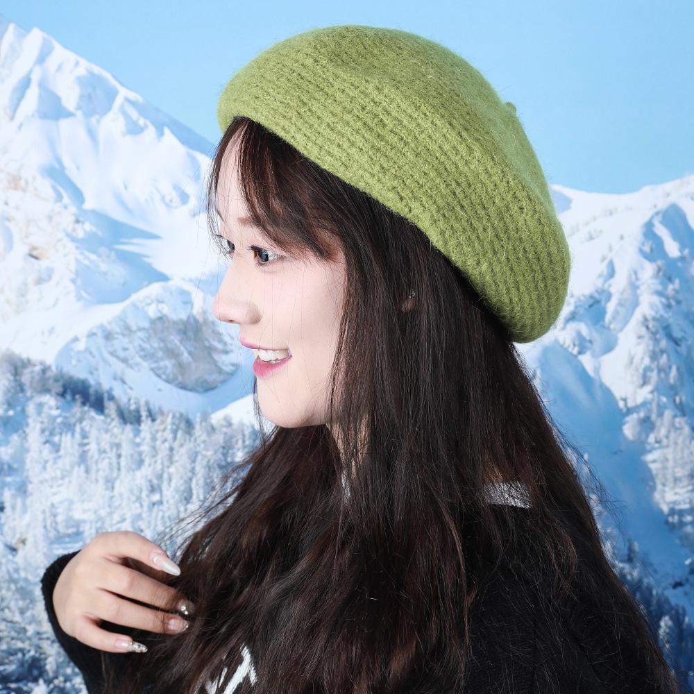 

Autumn and Winter Beret Women Korean Style Fashion Face Showing Plush Hat Japanese Versatile Big Head Circumference Beret Painter Hat Trendy average size