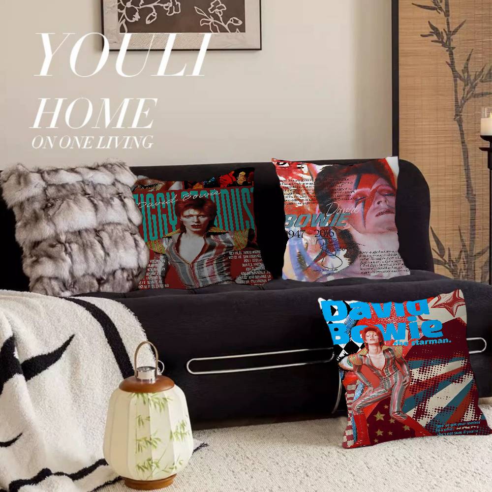 Exquisite Ornaments Unisex Musician D-David B-Bowies Cushion Cover Car Throw Pillow Case For Sofa Car Christmas Gift 40X40cm 45X45cm