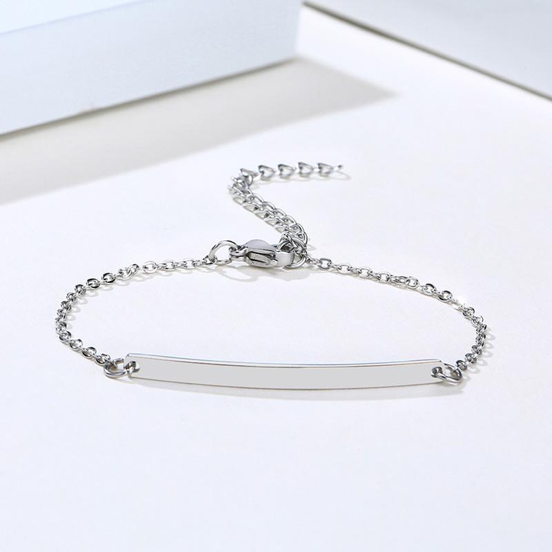 Elegant Personalized ID Bar Bracelets for Women 5mm Thin Stainless Steel Link Chain Custom Quotes BFF Bracelet Gift Jewelry