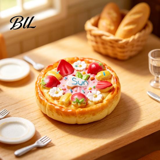 Synthetic Resin Decorations 2Pcs Mini Pizza Ornaments, Realistic Miniatures, Tiny Photography Props for Crafts Food Ornaments DIY Craft Project, Doll