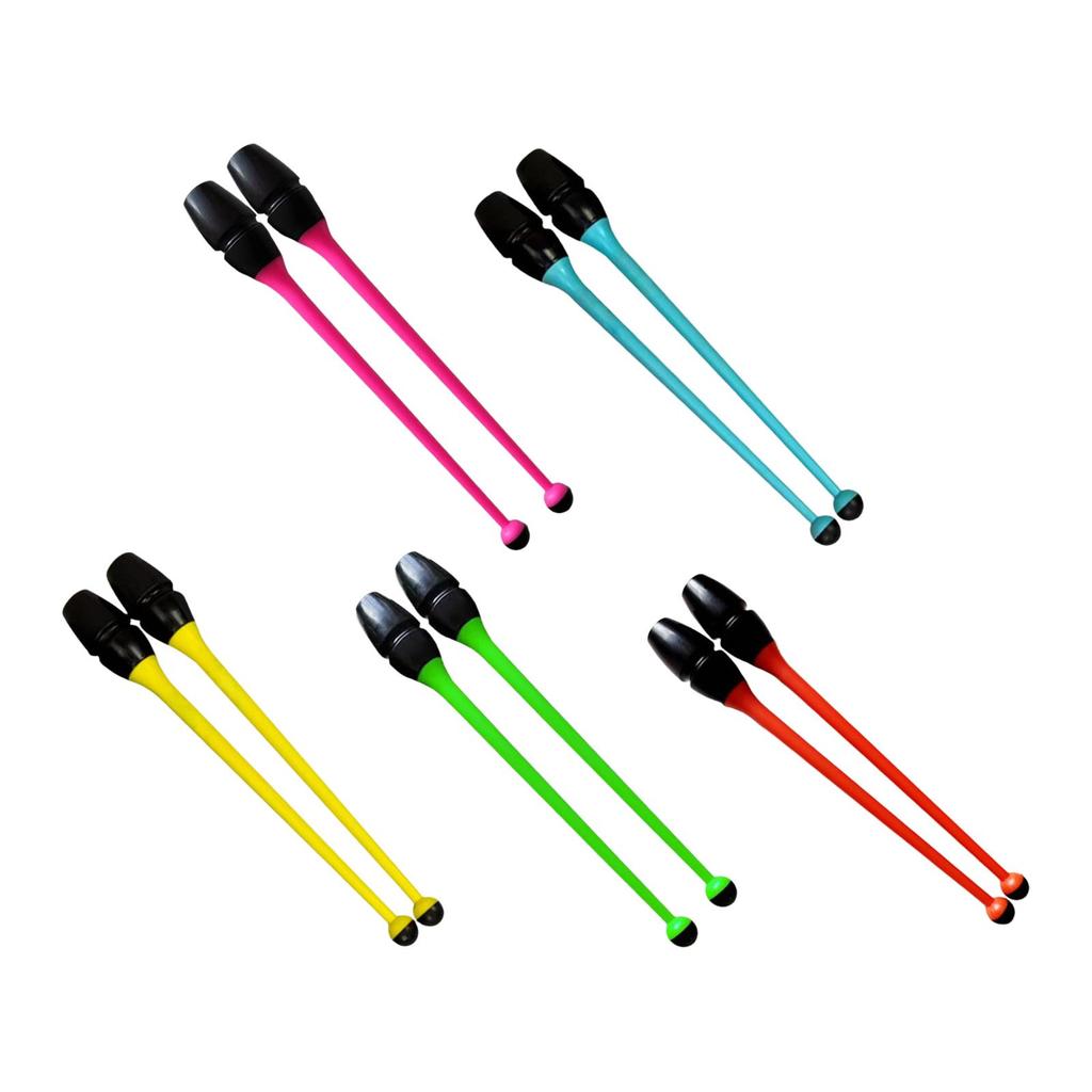 2 Pieces Gymnastics Stick Clubs Dance Exercise,for Children Adult,14.17" Length,Rubber Rhythmic Training Equipment Fitness Props