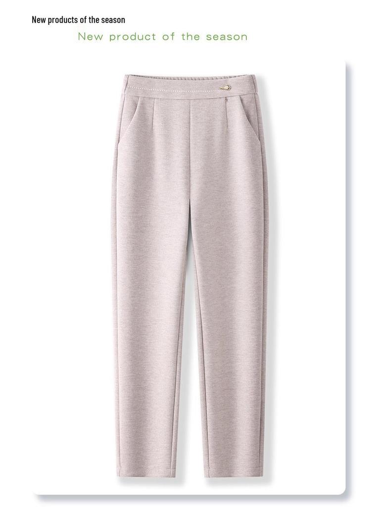 Women’s Khaki Wool Harem Pants 2024: New Cropped Carrot Style for Autumn/Winter