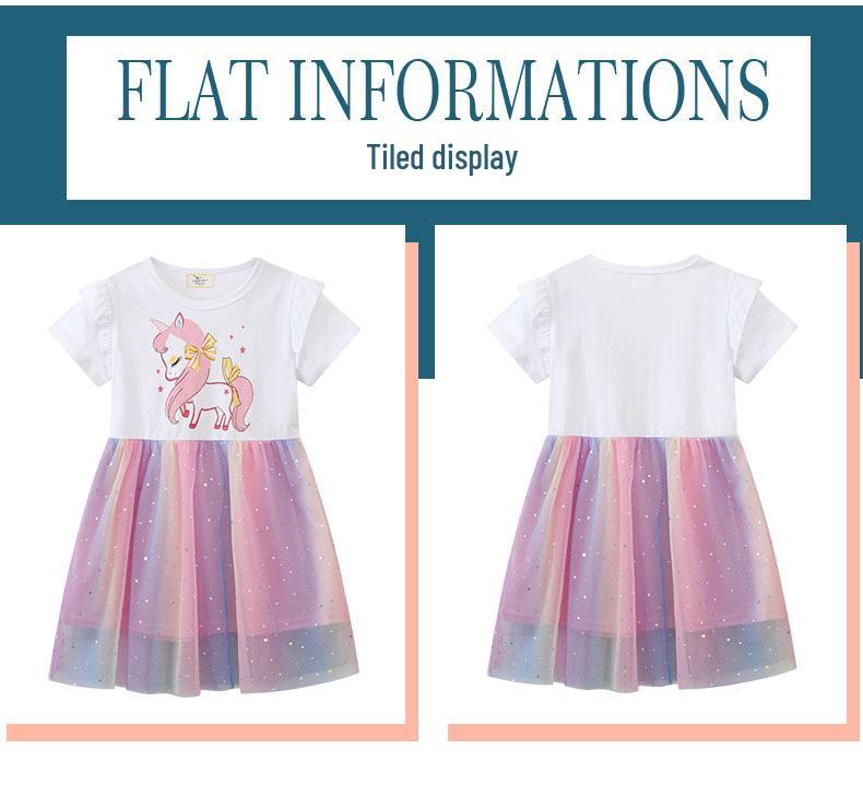 European & American Style Summer 2026 Girls' Knit Dress with Gauze Skirt