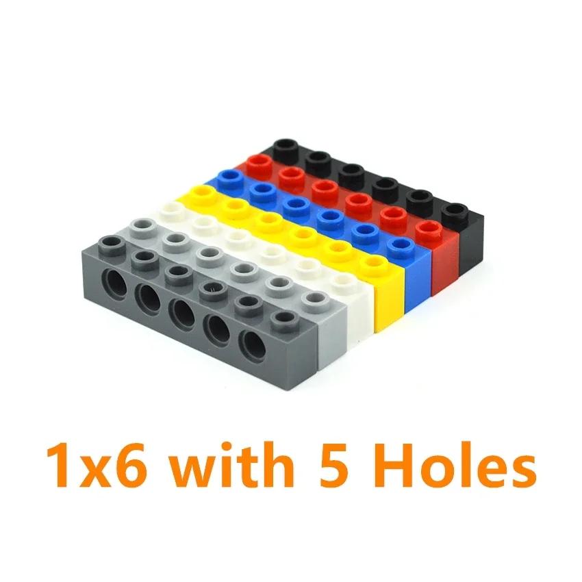 20PCS 1x6 Beam with 5 Holes Technology Building Blocks Parts 3894 Perforated Assembly DIY Toy MOC Bricks Replacement Accessories