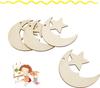24/48 PCS Wooden Moon & Star Ornaments – DIY Hanging Decor with Hemp Rope for Wedding, Christmas, Birthday & Anniversary