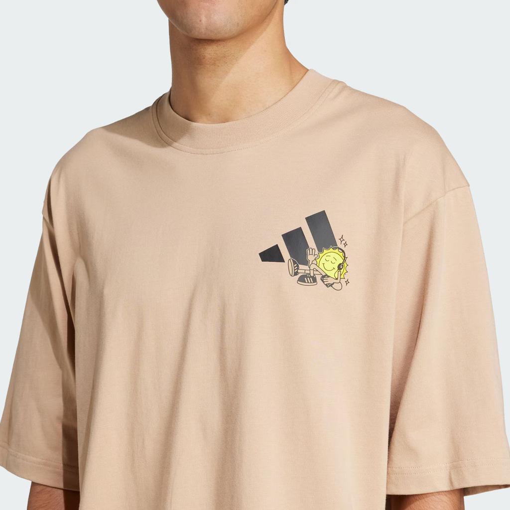 adidas Positivity Sun Graphic Comfortable Fashion Versatile Casual Short Sleeve T-Shirt Unisex Tops Warm-Sand JZ3259
