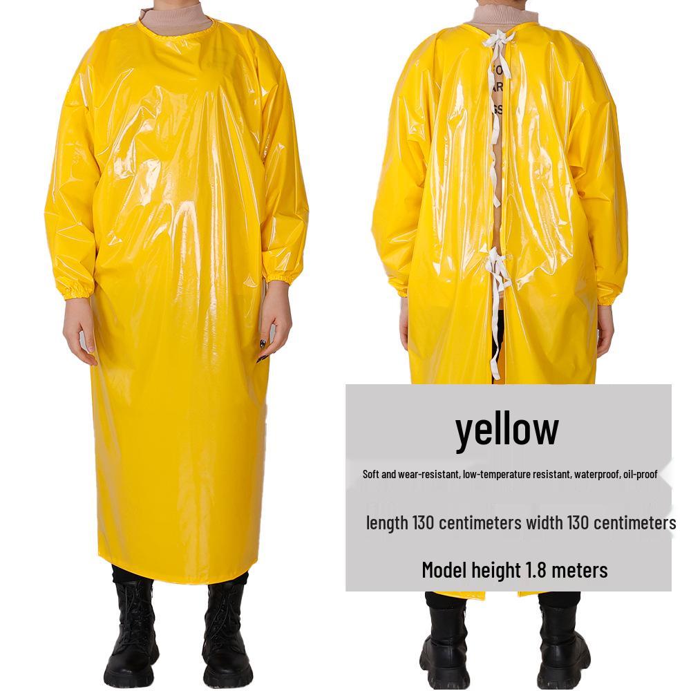 Livsmedelsgodkänd TPU Vattentät och Oljebeständig Syrabeständig Arbetsförkläde med Lång Ärm för Slakteri