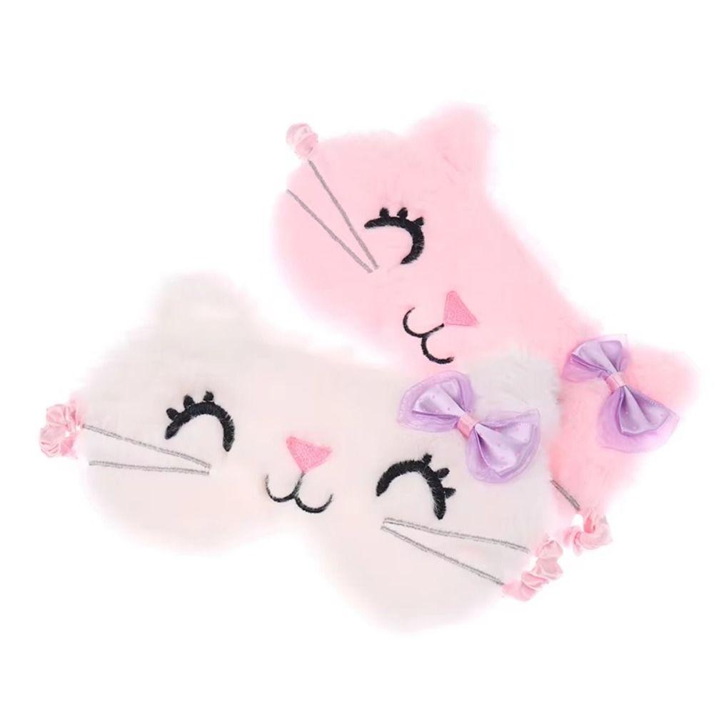 Masque de nuit en peluche douce Bloquant la lumière Couvre-yeux dessin animé Mignon Masque de nuit pour enfants Pour enfants