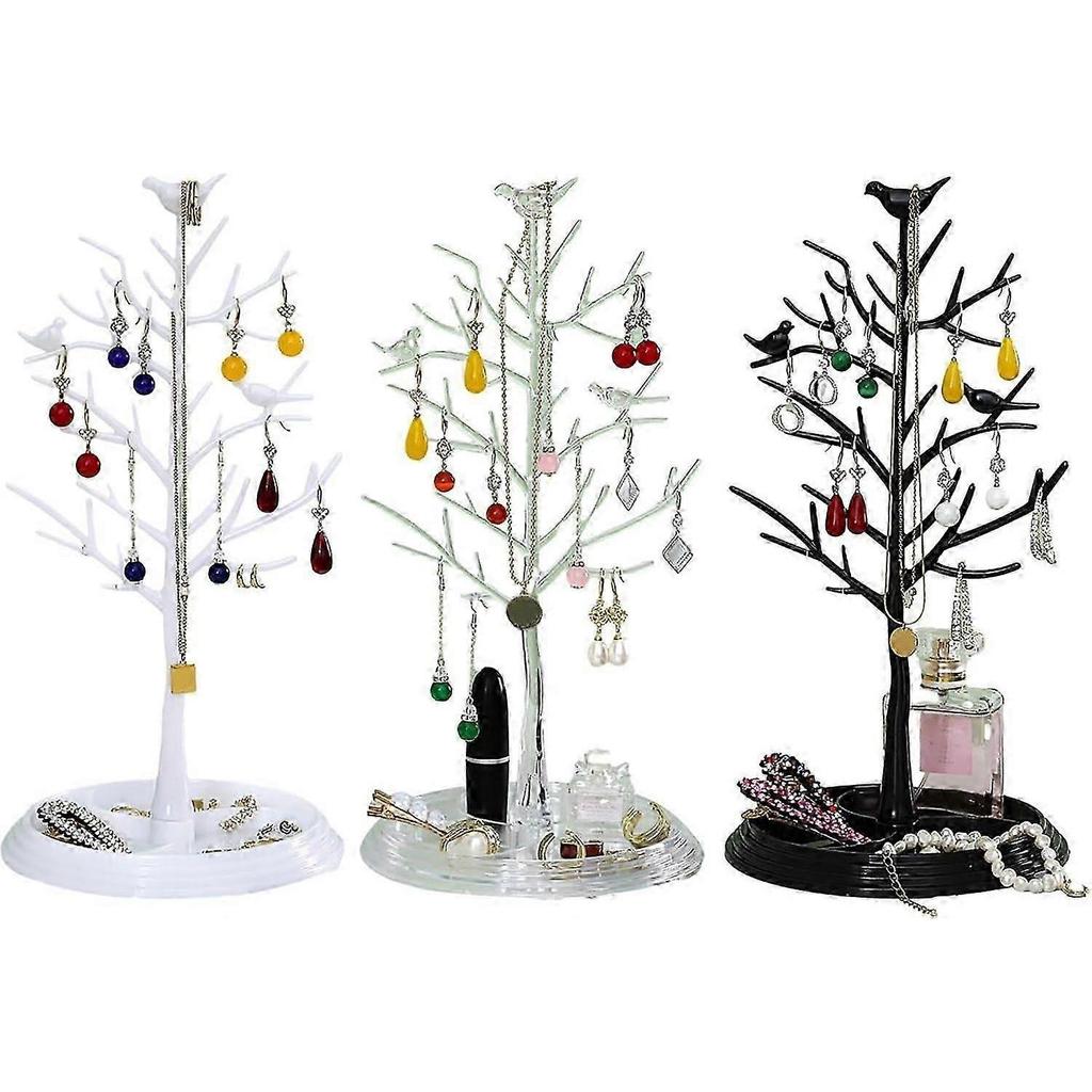 Tree Shape Jewelry Holder for Jewelry Storage - White Velvet Organizer with Branch Design for Necklaces and Earrings