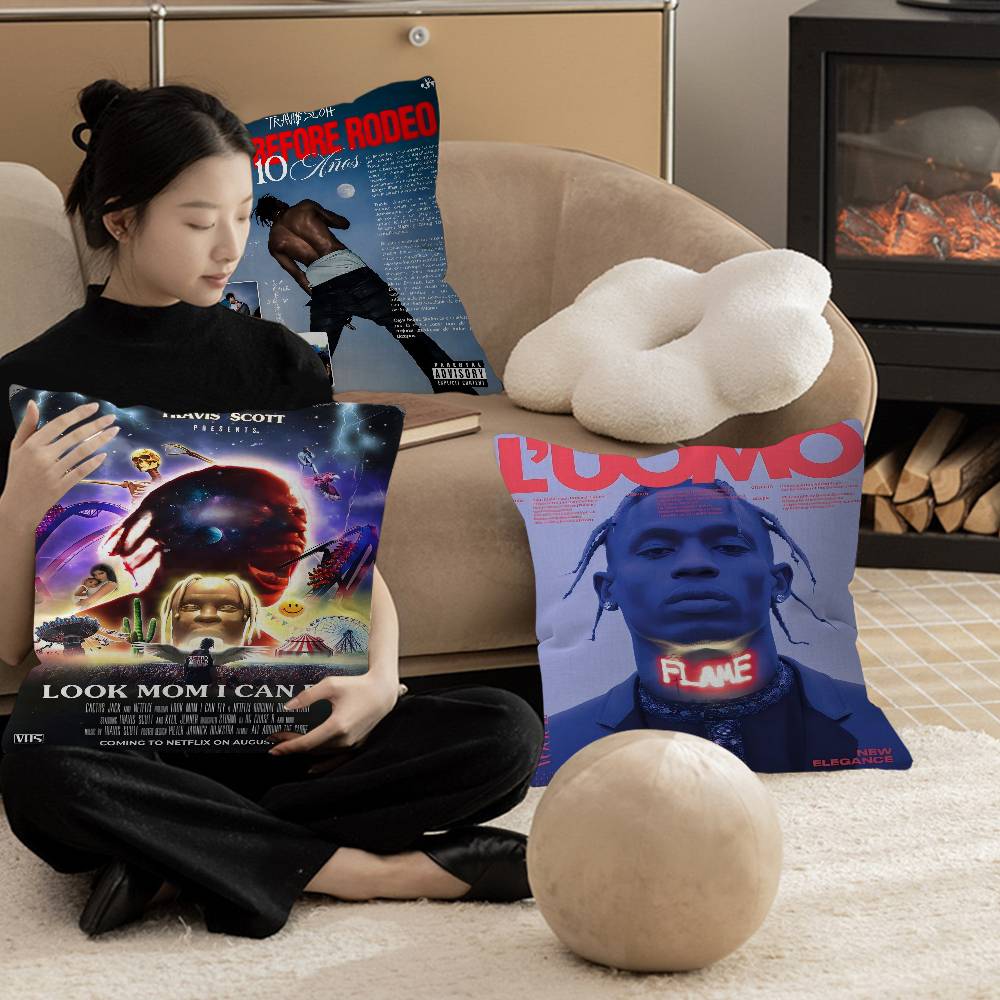 Hip Hop Singer T-Travis S-Scott Pillow Gifts Home Office Furnishings Bedroom Sofa Car Cushion Cover case 45x45cm