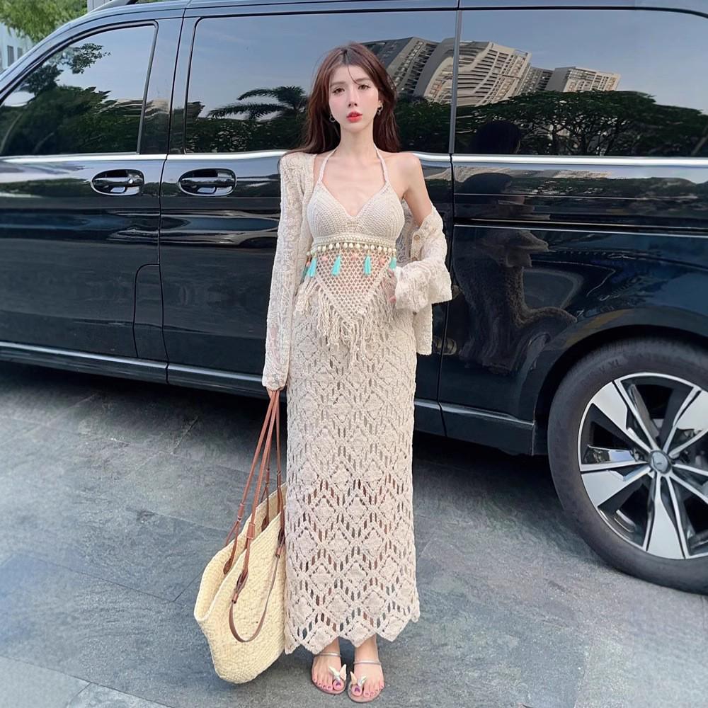 2025 Bohemian Crochet High Waist Big Hem Lace Skirt