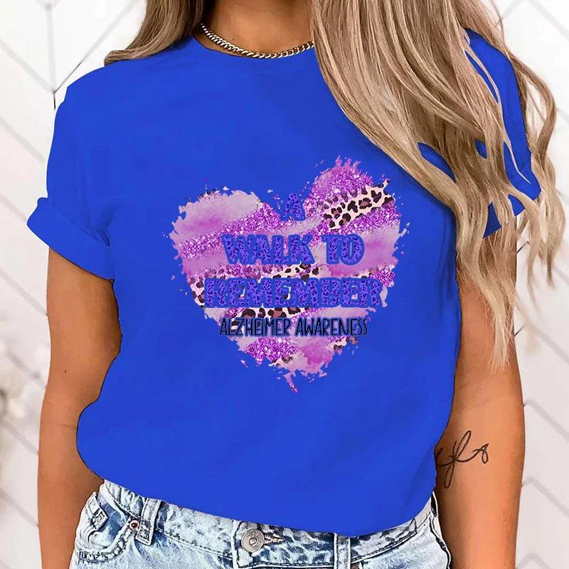 (High Quality T Shirt)Fashion T-Shirt A Walk To Remember Alzheimer Awareness Love Print Designed Summer Tops Tees(Fast Delivery)