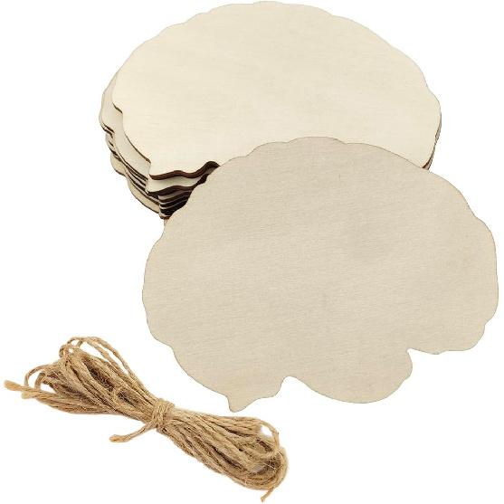 30 Pack 4 Inch Wood Brain Cutouts Unfinished Wooden Brain Science Hanging Ornaments DIY Brain Craft Gift Tags for Home Party Decoration Craft Project