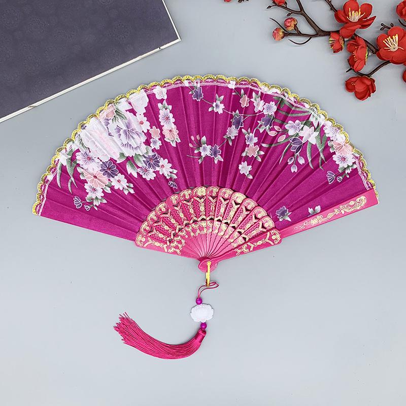 Chinese Style Vintage Silk Folding Fan Art Crafts Gift Home Decoration Dance Hand Fan Handmade Room Decorative Fan