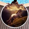 Horse Round Beach Towel,Wild Horse Beach Blanket Shawl Soft Microfiber Cowboys Western Farmhouse Rustic Theme Towel For Picnic