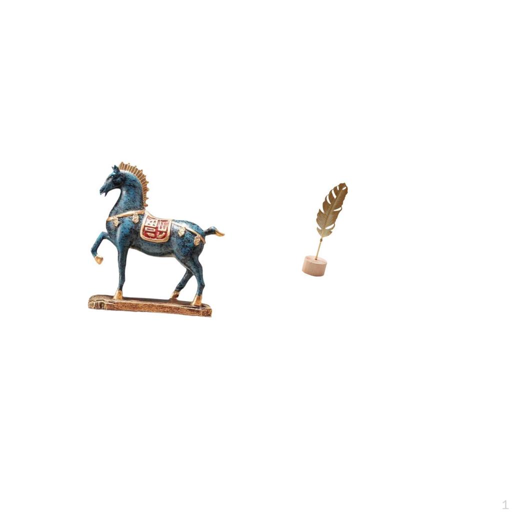 Standing Horse Figurine Sculpture for Desk Living Room Bookcase Decoration Metal Shaped Ornament