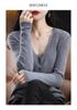 Women's 100% Pure Wool V-Neck Cardigan - Solid Color, Button-Up, Loose Fit Knitwear