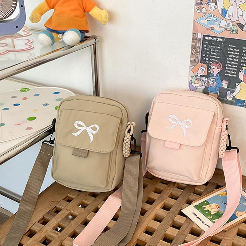 Women Bow Fashion Shoulder Bag Adjustable Strap Trendy Crossbody Bag Solid Color Daily Sports Messenger Bag Purses And Handbags
