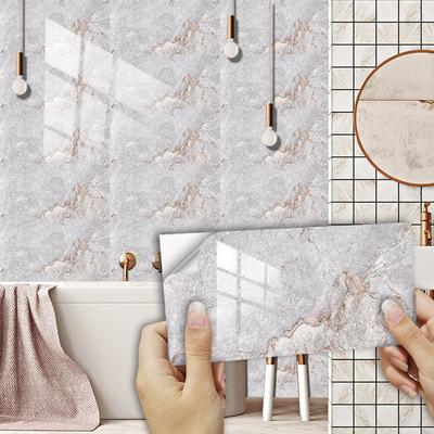 10 pezzi di marmo grigio modello di mattoni piastrelle adesivo da parete cucina backsplash bagno a prova di olio impermeabile autoadesivo adesivo da parete
