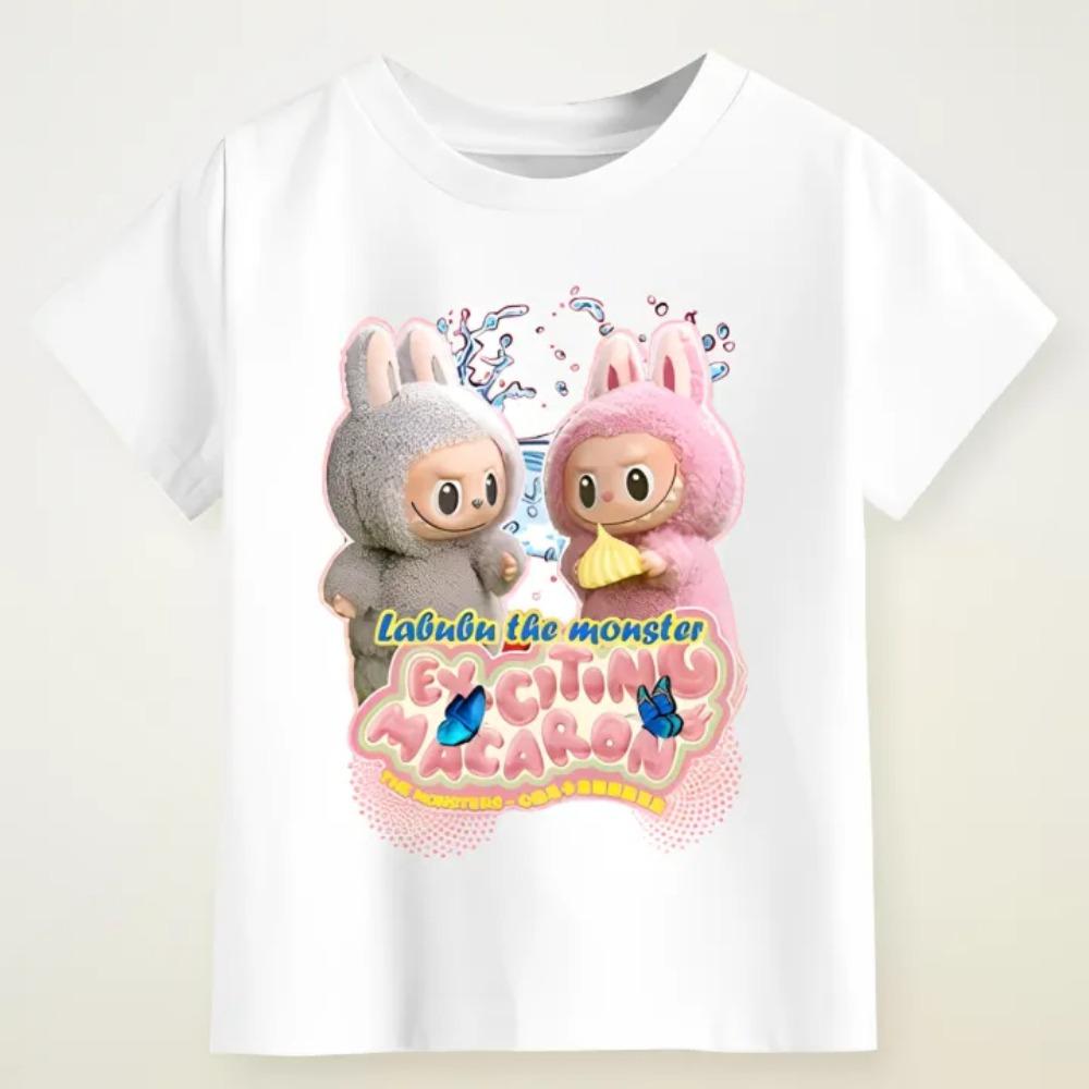 

Summer LABUBU Pattern Children s T-shirt Cartoon Labubu Print Girl Round Neck Short Sleeved Casual Children s Top 110