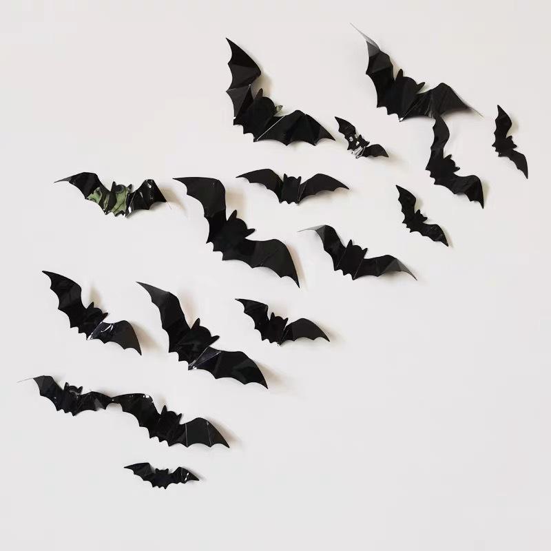 3D Halloween Wall Decor Set: PVC Pumpkin & Bat Stickers for Festive Scenes