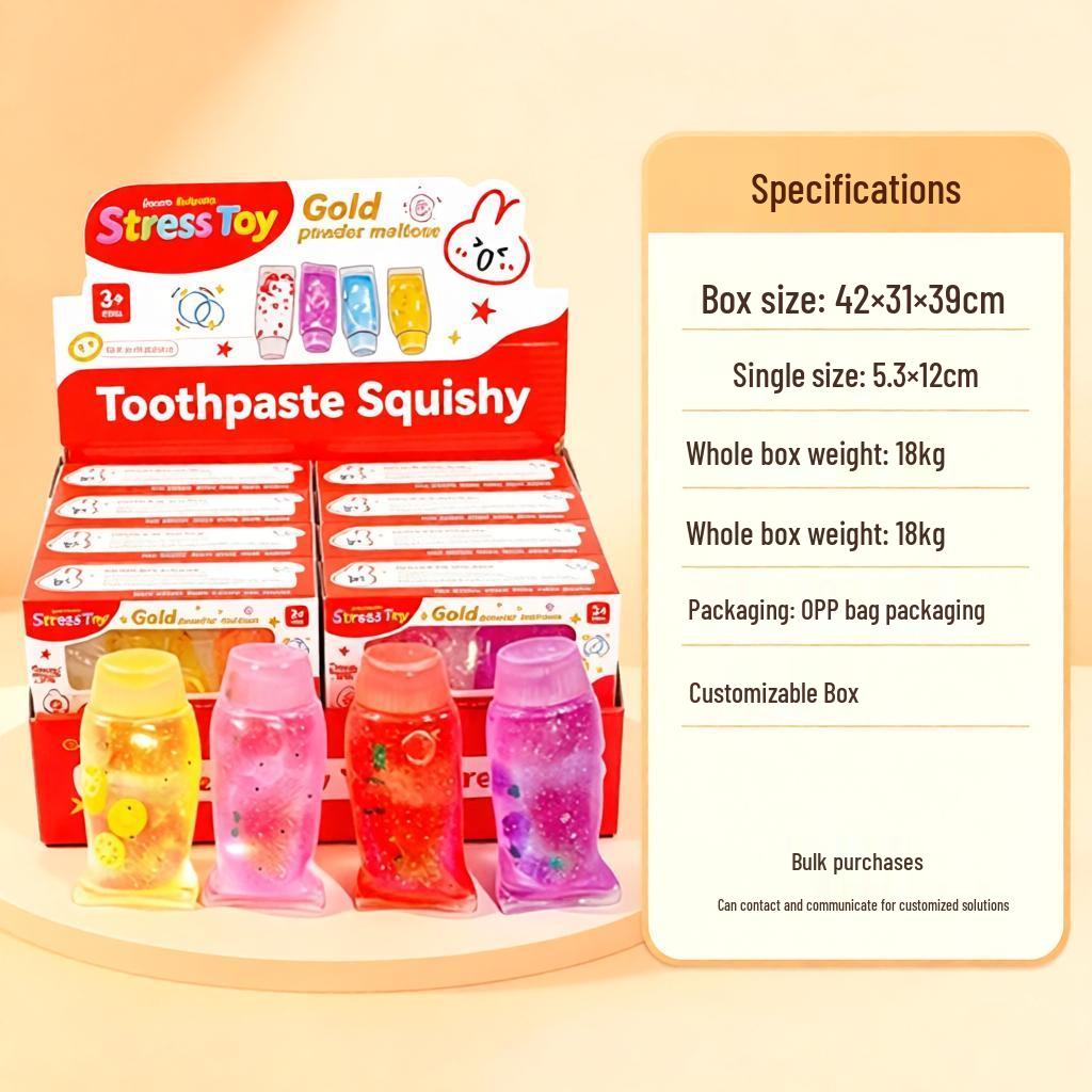 Transparent Glitter Squeeze Toothpaste Decompression Toy