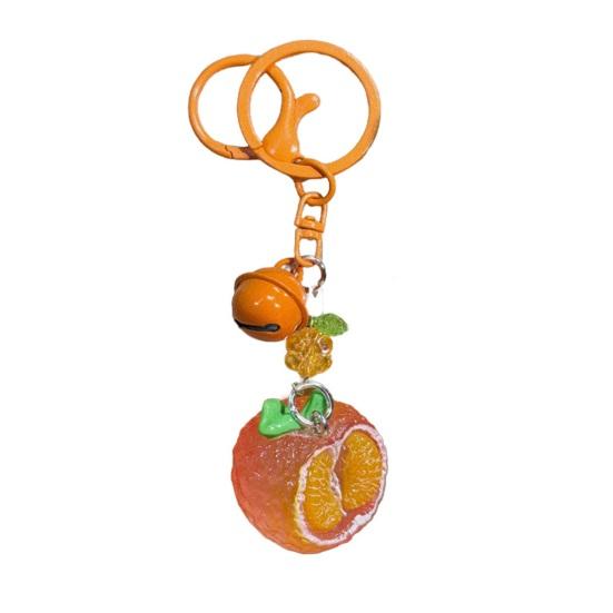 

Bag Pendant 1:1 Realistic Orange Shape Resin Keychain with Bell Sound High Simulation Fruit Charm Key Holder