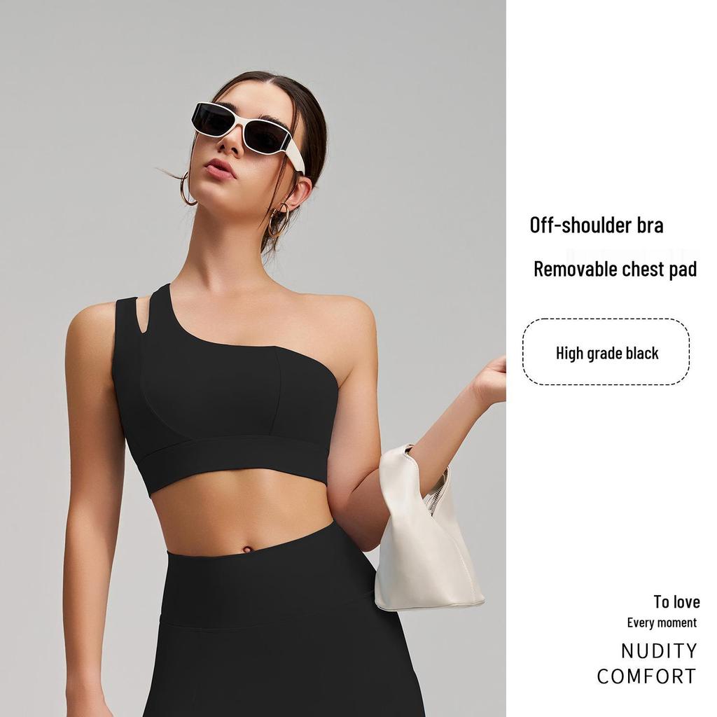New Style Nude Feel One-Shoulder Yoga Set with High-Waisted Breathable Skirt for Tennis & Running