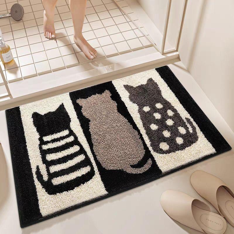 Cartoon bathroom absorbent floor mat, home toilet, bathroom imitation cashmere thick foot mat, children's room door mat